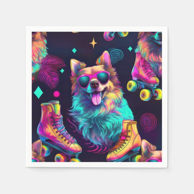 Roller Skate Disco Dog Napkin (Front)