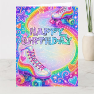 Roller Skate Glam Happy Birthday Card