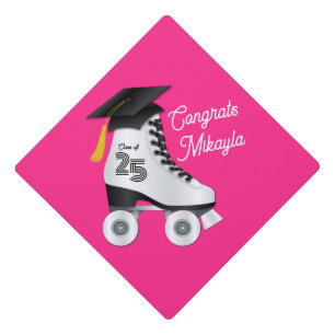 Roller Skate Graduation Party Skating Rink Pink Cap Topper