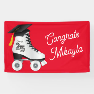 Roller Skate Graduation Party Skating Rink Red Banner