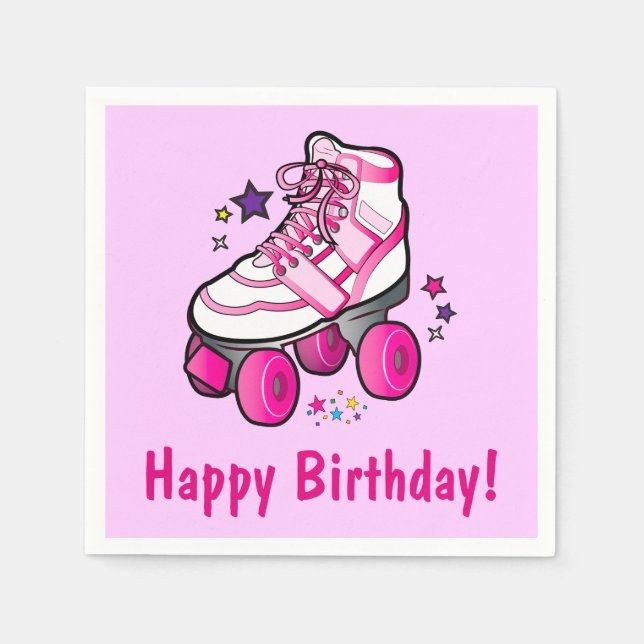 Roller Skate Happy Birthday Napkin (Front)