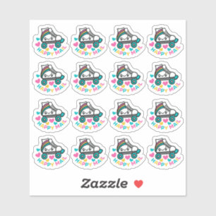 Roller Skate Happy Mail Custom-Cut Vinyl Sticker