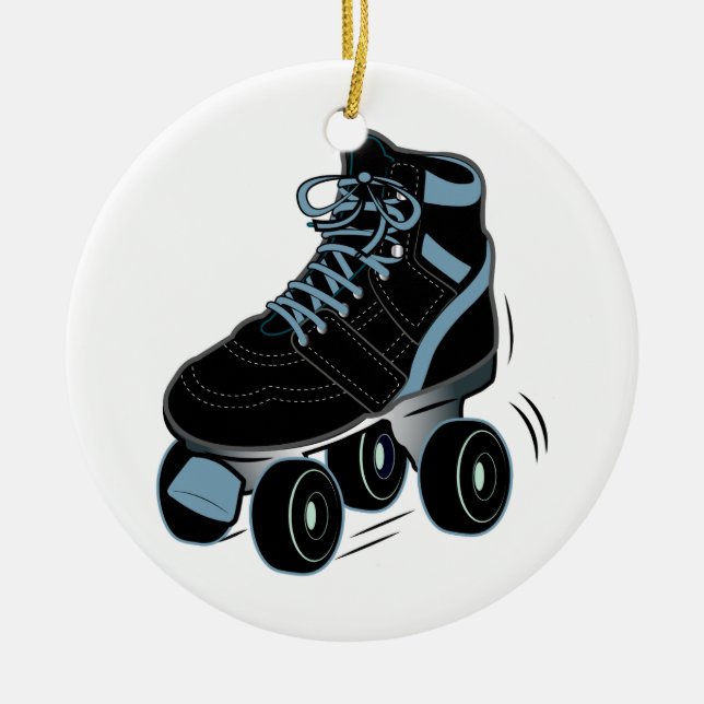 Roller Skate in Black Ceramic Ornament (Front)
