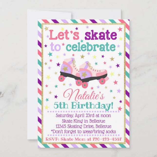 Roller Skate Invitation Anniversaire | Invitation  (Devant)