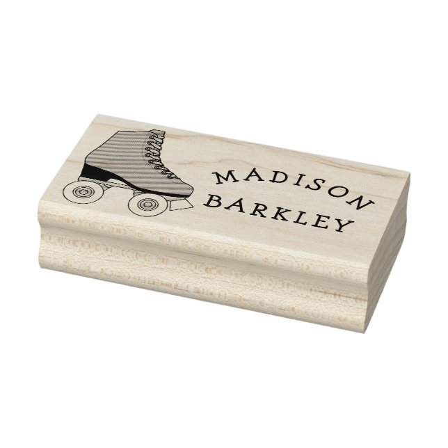 Roller Skate Kid Cute Skating Retro Name Rubber Stamp (Stamp)