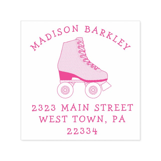 Roller Skate Kid Skating Return Address Stamp (Design)