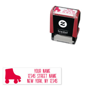 Roller skate logo custom return address self-inking stamp