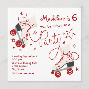 Roller Skate Party Invitation - Red