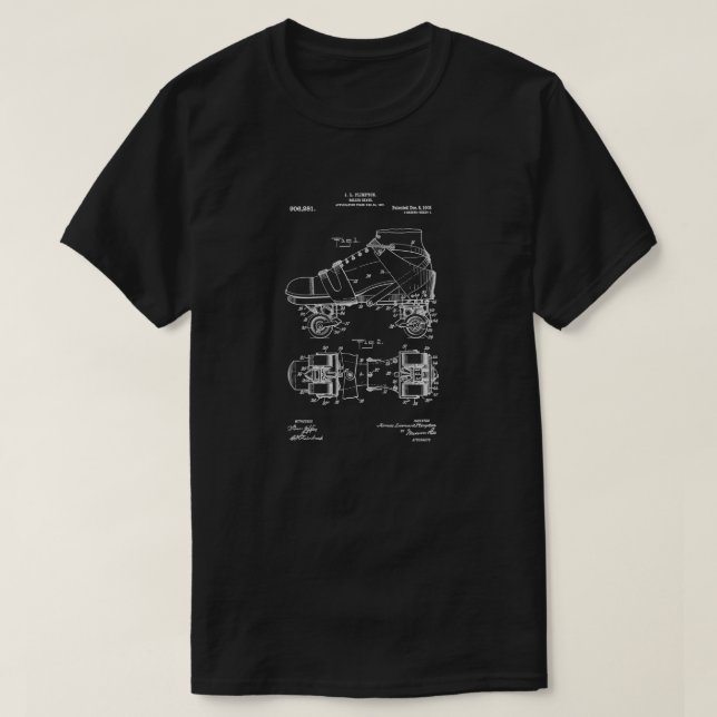 Roller Skate Patent Artwork T-Shirt (Design Front)