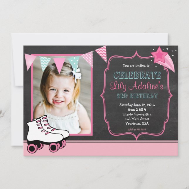 Roller Skate Pendants Birthday Invitation (Front)