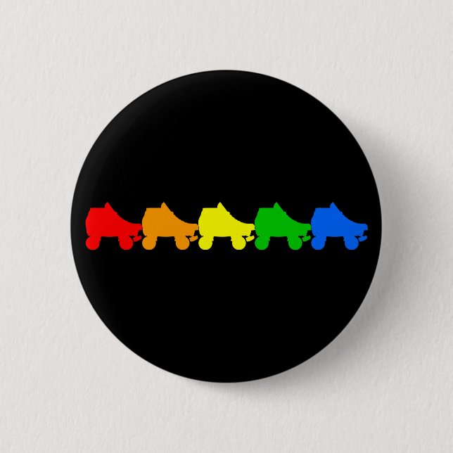 roller skate rainbow 2 inch round button (Front)