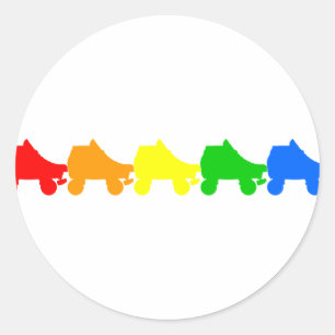 roller skate rainbow classic round sticker