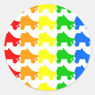roller skate rainbow classic round sticker