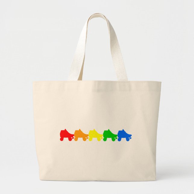 roller skate rainbow large tote bag (Front)