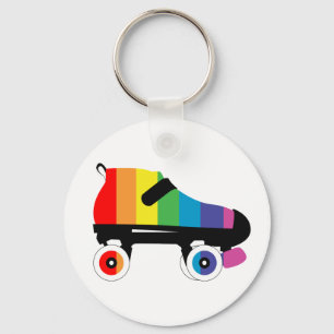 roller skate rainbow stripes keychain