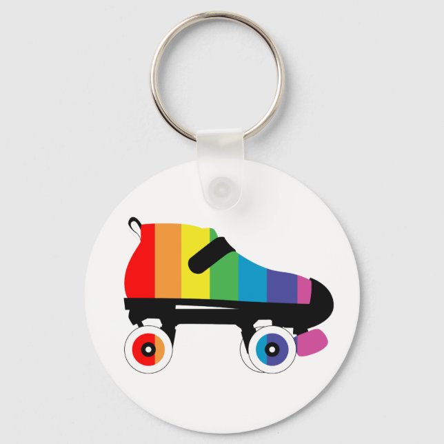 roller skate rainbow stripes keychain (Front)