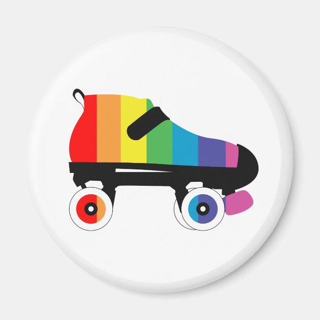 roller skate rainbow stripes magnet (Front)