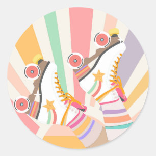 Roller Skate Skating Cupcake Topper Sticker Tag