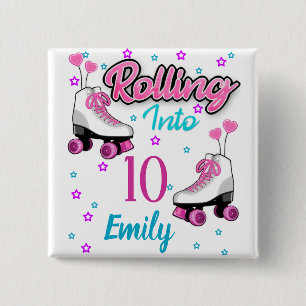 Roller Skate Skating Custom Birthday MAtching  2 Inch Square Button