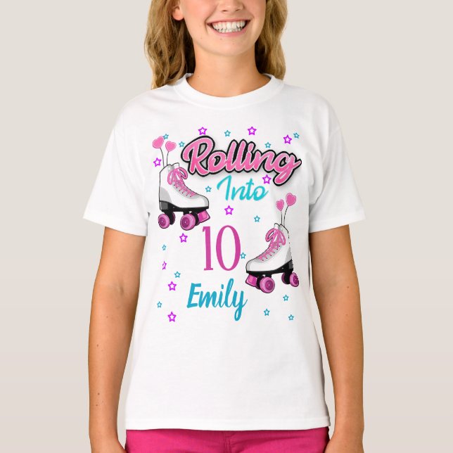Roller Skate Skating Custom Birthday MAtching T-Sh T-Shirt (Front)