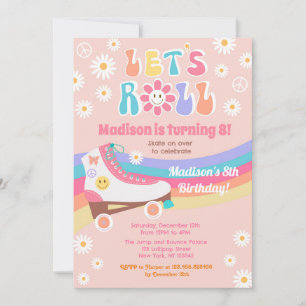 Roller Skate Super Rétro Anniversaire Invitations