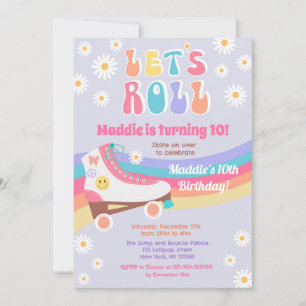 Roller Skate Super Rétro Anniversaire Invitations