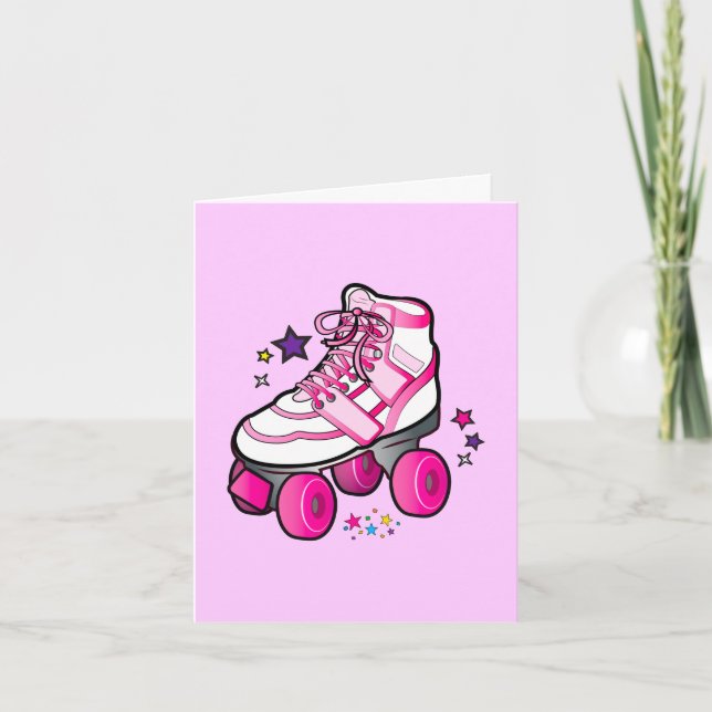 Roller Skate Thanks for Coming to Party and Gift Thank You Card (Front)