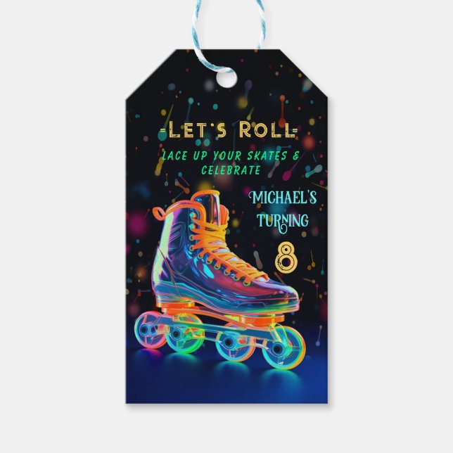 Roller Skate, Turning 8 Gift Tags (Front)