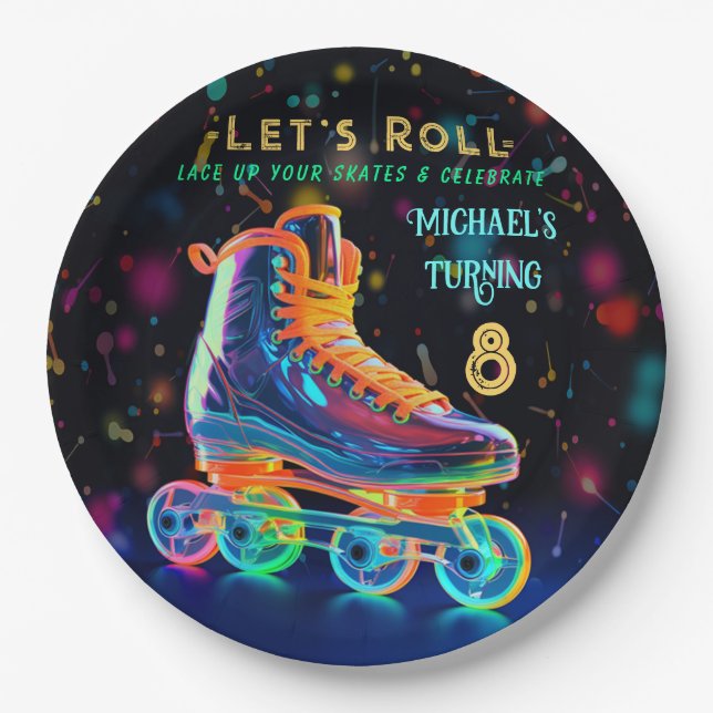 Roller Skate, Turning 8 Paper Plate (Front)