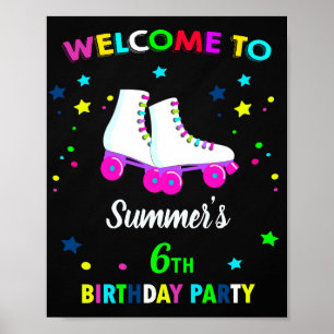 Roller skate welcome party sign Skating poster