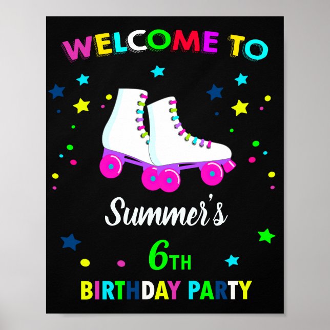 Roller skate welcome party sign Skating poster (Front)