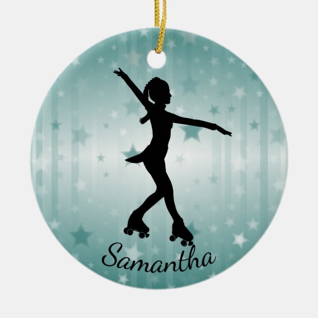 Roller Skater Design Ceramic Ornament (Front)