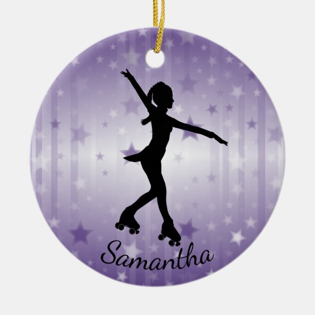 Roller Skater Design Ceramic Ornament (Front)
