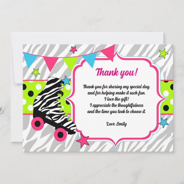 Roller Skates Anniversaire Carte de remerciements  (Devant)