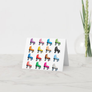Roller Skates Colorful Pattern Retro Rollerskates Card