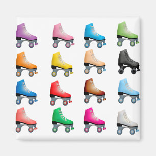 Roller Skates Colorful Pattern Retro Rollerskates Magnet