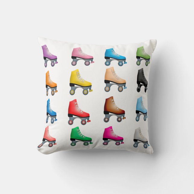 Roller Skates Colorful Pattern Retro Rollerskates Throw Pillow (Front)
