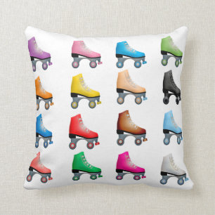 Roller Skates Colorful Pattern Retro Rollerskates Throw Pillow