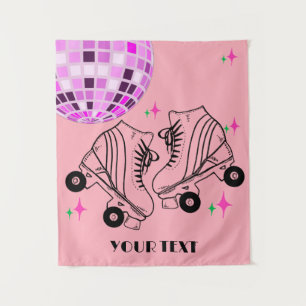 Roller Skates Derby Skating Pink Disco Birthday Tapestry