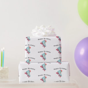 Roller Skates Happy Birthday Wrapping Paper