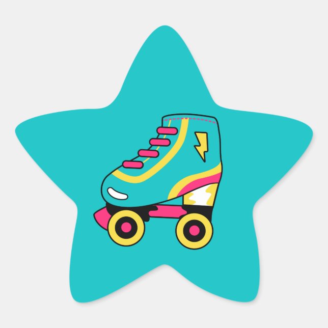 Roller Skates, Iconic 90's fun retro star  Sticker (Front)
