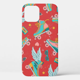 Roller skates in bright colours with and without w iPhone 12 case