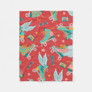 Roller skates in bright colours with and without w fleece blanket