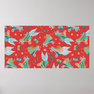 Roller skates in bright colours with and without w poster