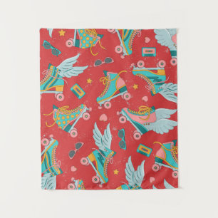 Roller skates in bright colours with and without w tapestry