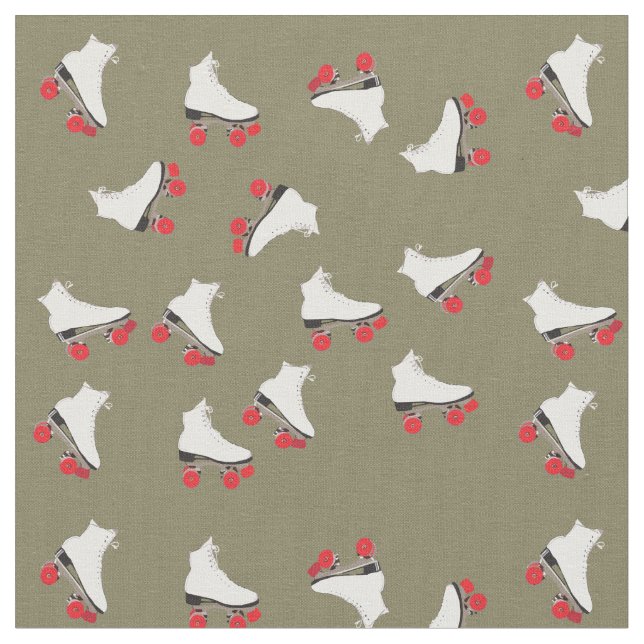 Roller Skates Pattern Combed Cotton Fabric (Close Up)