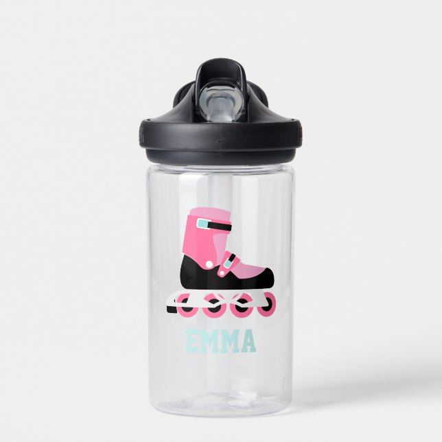 Roller Skates Personalized Kids Water Bottle (Front)