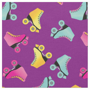 Roller Skates Skating Rink Retro Purple Fabric