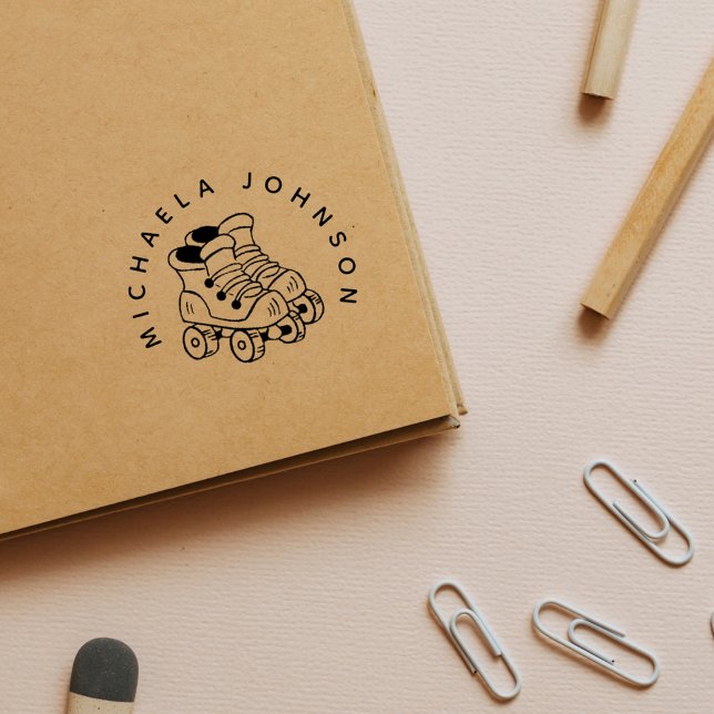 Roller Skates Sport Custom Name Rubber Stamp (Creator Uploaded)