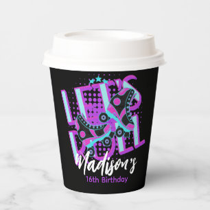 Roller Skates Sweet 16 Theme Birthday Party Paper Cups
